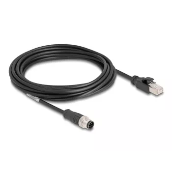 Tīkla kabelis DeLOCK M12 kabelis A-coded 8 pin male to RJ45 male Cat5e 5 m Melns