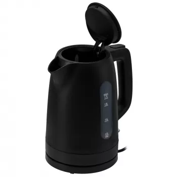 Elektriskā tējkanna Adler AD 1379B — 1,7 L, 1850–2200 W, nolokāms vāks, 360° pamatne, melna