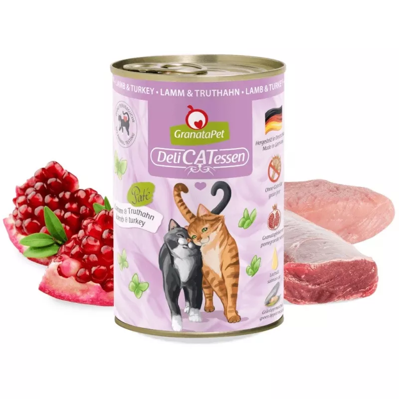 Mitrā kaķu barība Fox4Pets GRANATAPET DeliCATessen Jēra & Tītara pastēte 400 g, bezgraudu, pieaugušajiem, hipoalerģiska