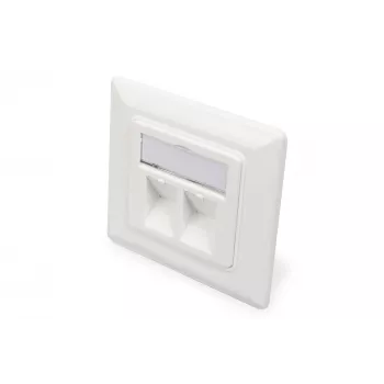 Digitus | Sienas plāksne Keystone moduļiem, Vācu tips, vidējā plāksne 50x50 mm, rāmis 80x80 mm | DN-93801-1