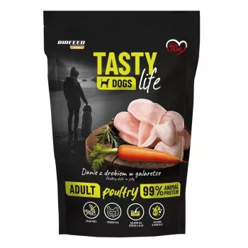 BIOFEED Tasty Dogs Life Poultry - mitrā suņu barība - 500g