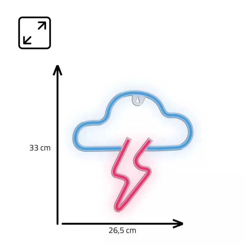 Neona gaisma MANTA SNL71BL mākonis ar zibeni zili‑rozā – dekoratīva LED neona izkārtne