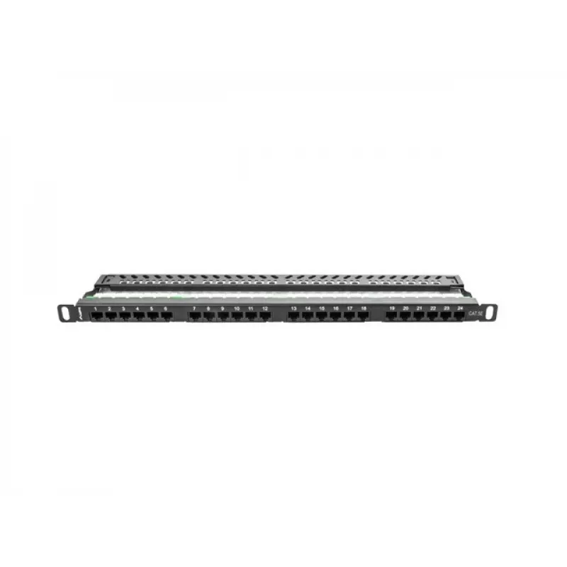 Lanberg PPU5-0024-B - RJ-45 - Cat5, Cat5e - melns - metāls - montāža statnē - 0,5U (PPU5-0024-B)