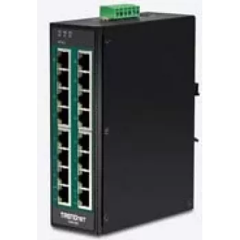 TRENDnet TI-PG160 - slēdzis - nevadāms - 16 x 10/100/1000 (PoE+) - DIN sliedei montējams, pie sienas stiprināms - PoE+ (240 W)