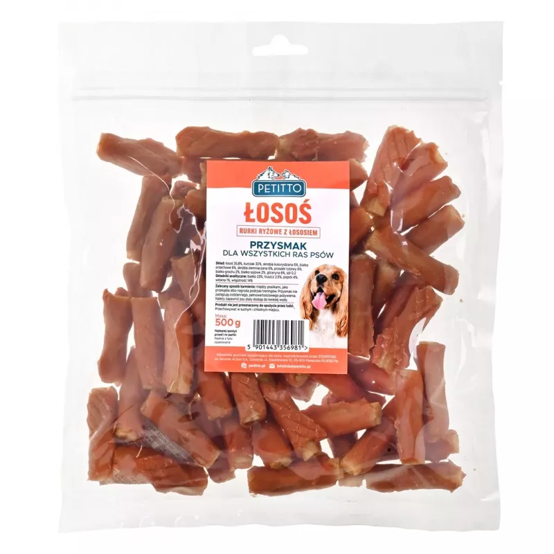 Suņu našķi PETITTO laša rīsu stienīši 500 g