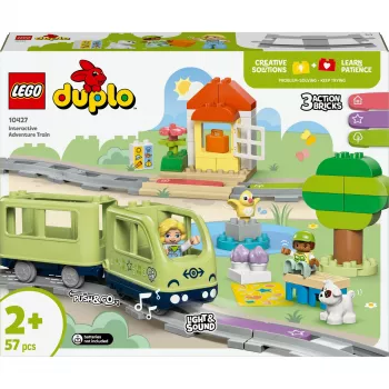 Rotaļu vilciena komplekts LEGO DUPLO Interaktīvais piedzīvojumu dzelzceļš 10427, 57 gab., 2 mini figūriņas, vecumam 2+