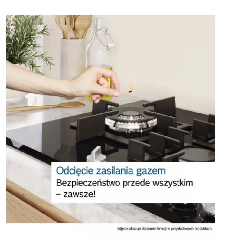 Iebūvējamā gāzes plīts virsma Bosch PPP6A2I40, 4 zonas, čuguna restes, melna, 590×520×54 mm, rotācijas slēdžu vadība