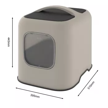 Kaķu tualete ar jumtu Rotho BIALA Bēša 395×510×443 mm, plastmasa ar lāpstiņu