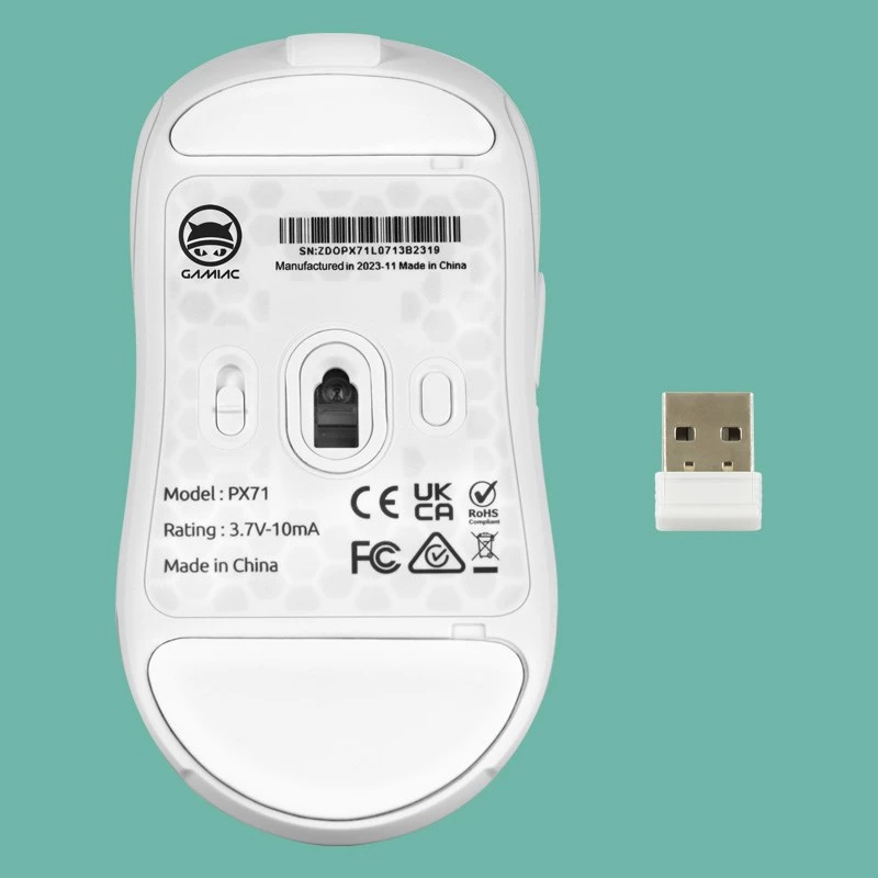 GAMIAC PX71 pele spēlēm, piemērota abām rokām, RF bezvadu + USB Type-A, optiskā, 16000 DPI