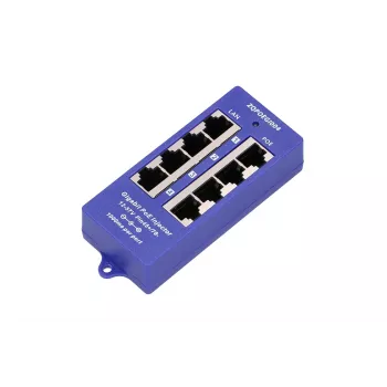 PoE injektors Extralink Gigabit 4 portu, 4x 1000Mb/s RJ45, 48V, zils/melns