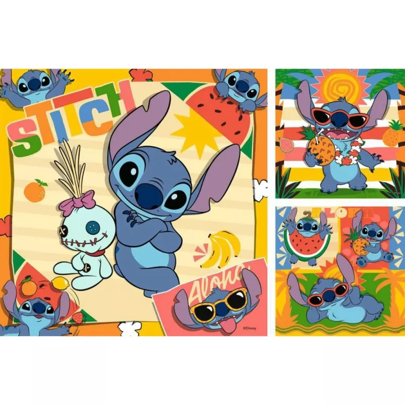 Bērnu puzle Ravensburger Disney Stitch — 3 x 49 gabaliņi, piemērota bērniem