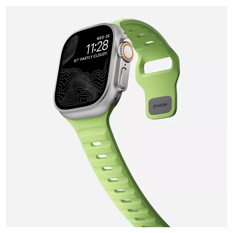 Nomad Sport Band Light zaļa Rubber — platums 21,5 mm, plaukstas locītavas apkārtmērs 160–195 mm