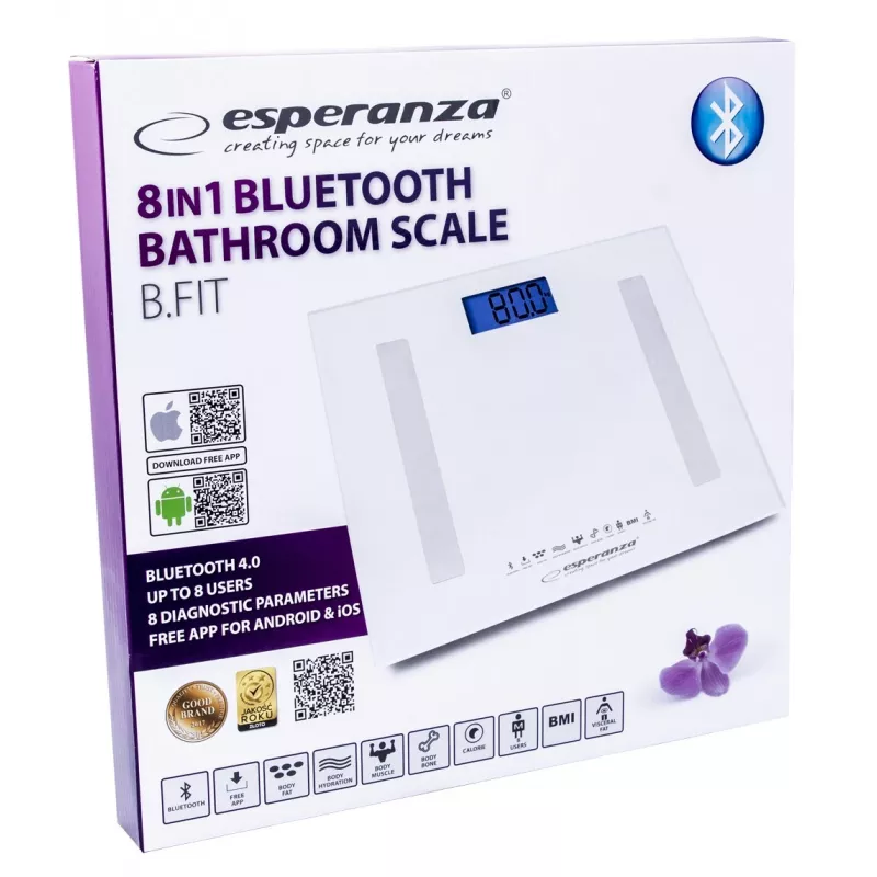 Esperanza EBS016W personīgie svari Square White Electronic personīgie svari