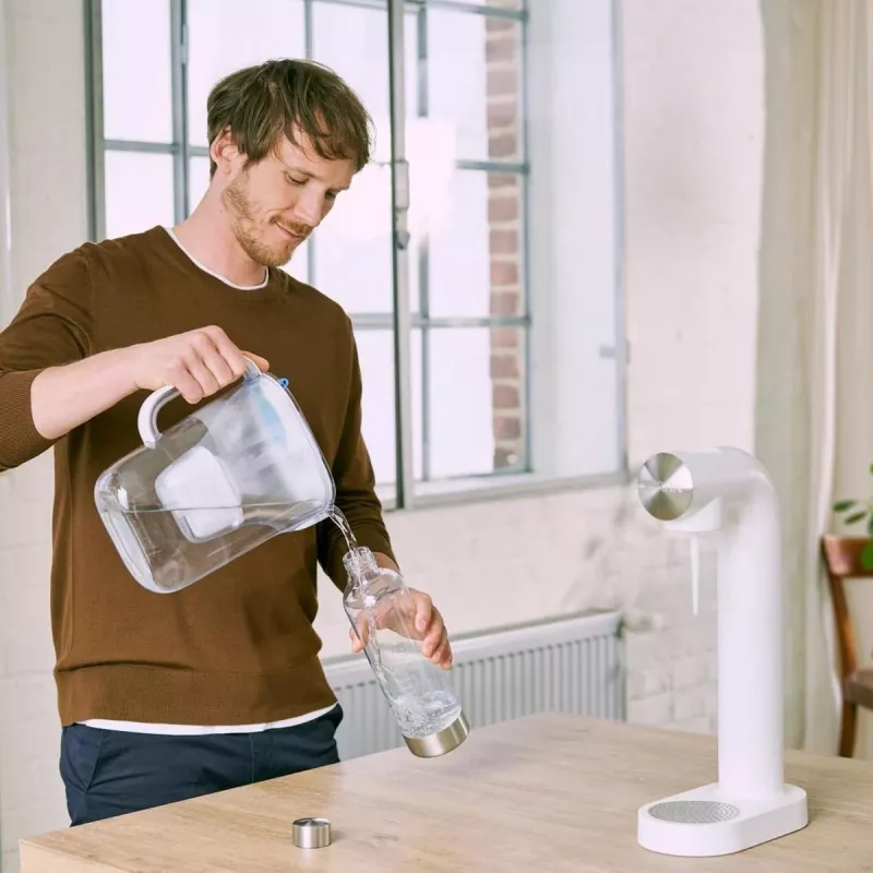 Gāzēšanas pudele BRITA 1043722 — nerūsējošais tērauds, 1 L, caurspīdīga, 2 gab. iepakojumā