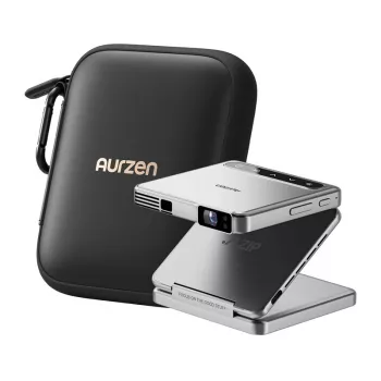 Aurzen Zip projektors (sudraba) — pārnēsājams mini projektors, modelis AU-PJ-ZP001M-UNWH0