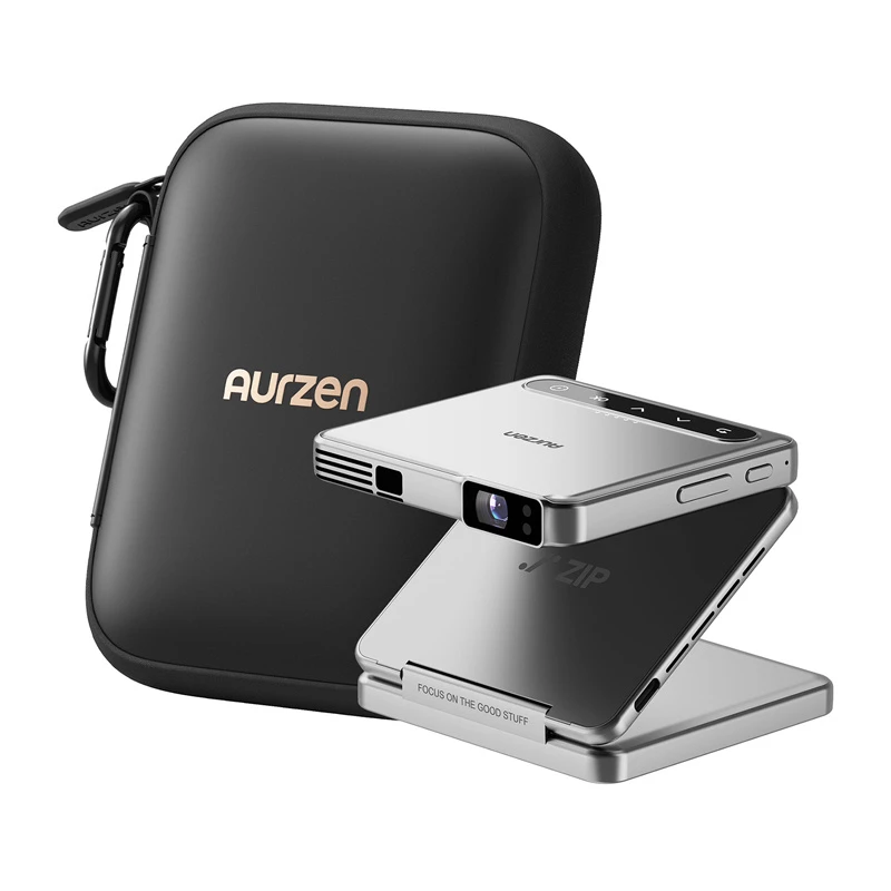 Aurzen Zip projektors (sudraba) — pārnēsājams mini projektors, modelis AU-PJ-ZP001M-UNWH0