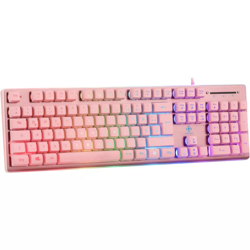 Deltaco GAM-021-RGB-P-DE - pilna izmēra (100%) - USB - membrānas taustiņu slēdzis - QWERTZ - Rozā