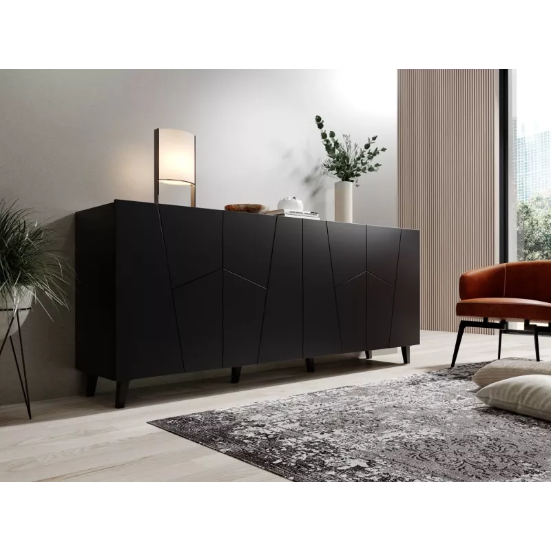 Kumode Cama Meble ETNA 2000×420×820 mm, melna matēta, skaidu plāksne