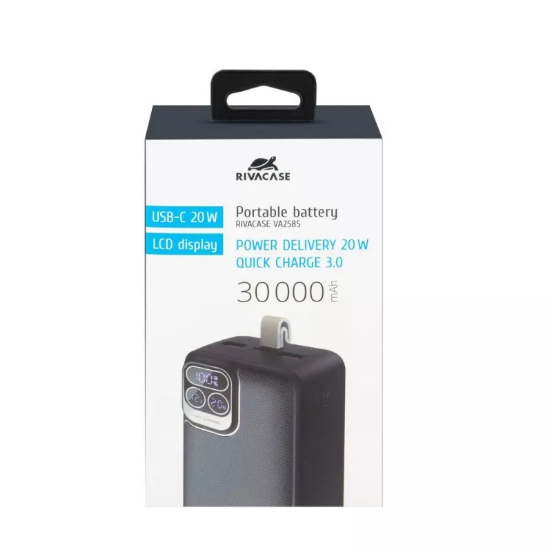 Rivacase VA2585 Power Bank 30000 mAh 20W, melns