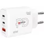 Strāvas lādētājs SKROSS Power Charger 65W PD GaN EU USB‑C 2x — 65 W USB‑C GaN lādētājs ar diviem USB‑C portiem, ES spraudnis