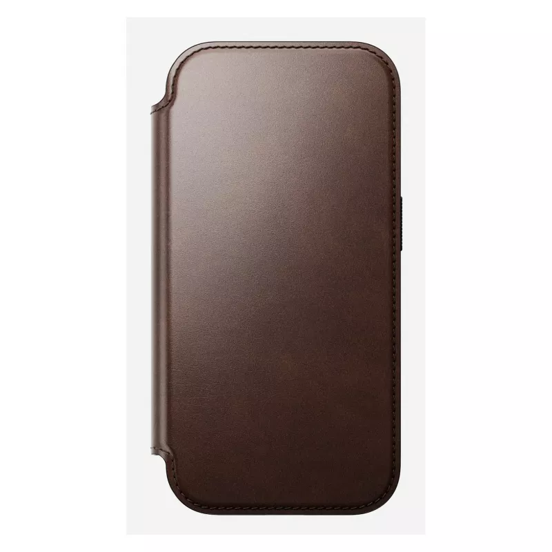Mobilā tālruņa vāciņš Nomad Modern Leather Folio iPhone 17 Pro, āda/alumīnijs, 16 cm (6,3 collas) brūns, 4 karšu kabatas