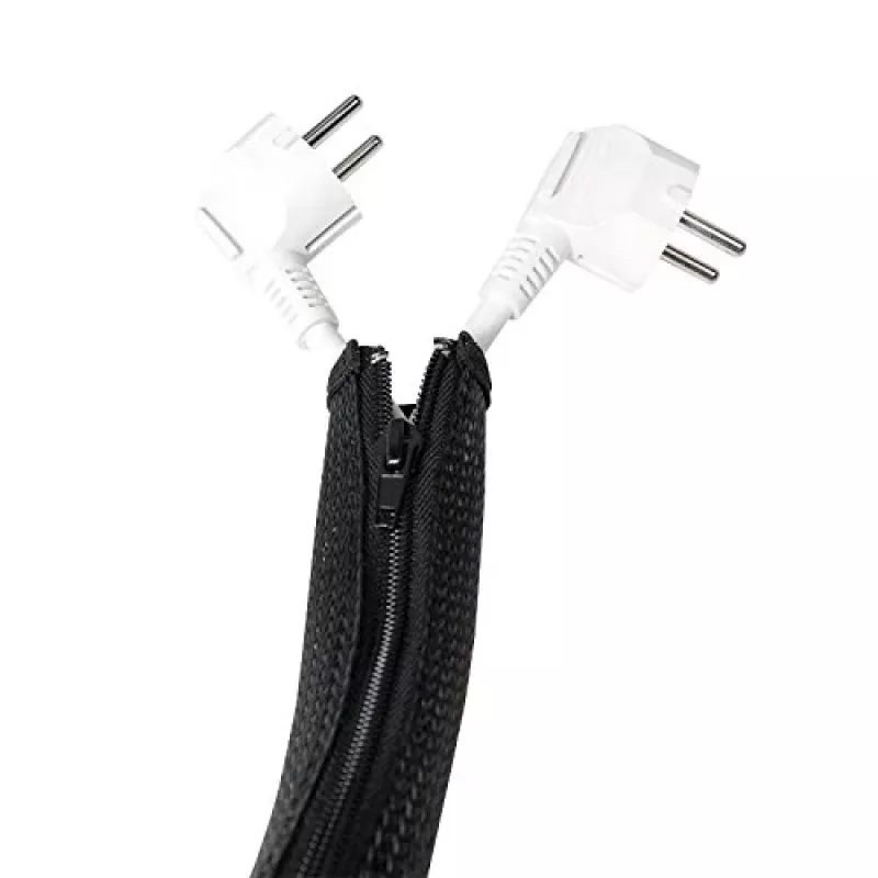 LOGILINK KAB0047 LOGILINK Elastīgs kabeļu organizators ar rāvējslēdzēju, melns, 2 m