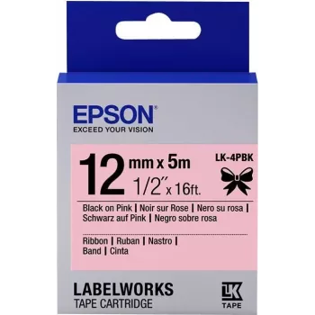 Epson uzlīmju kasetne ar satīna lenti LK-4PBK melna/rozā 12 mm (5 m)