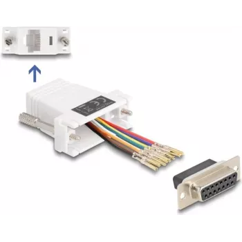DeLOCK D-Sub 15 kontaktu ligzda uz RJ45 ligzdu montāžas komplekts, balts, VGA RJ-45