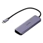 USB centrmezgls Unitek P5+ — 5 porti (4 × USB 3.2 Gen 2 Type-A), USB 3.2 Gen 1 resursdators, 5 Gbit/s, 10 W PD, alumīnijs, pelēks