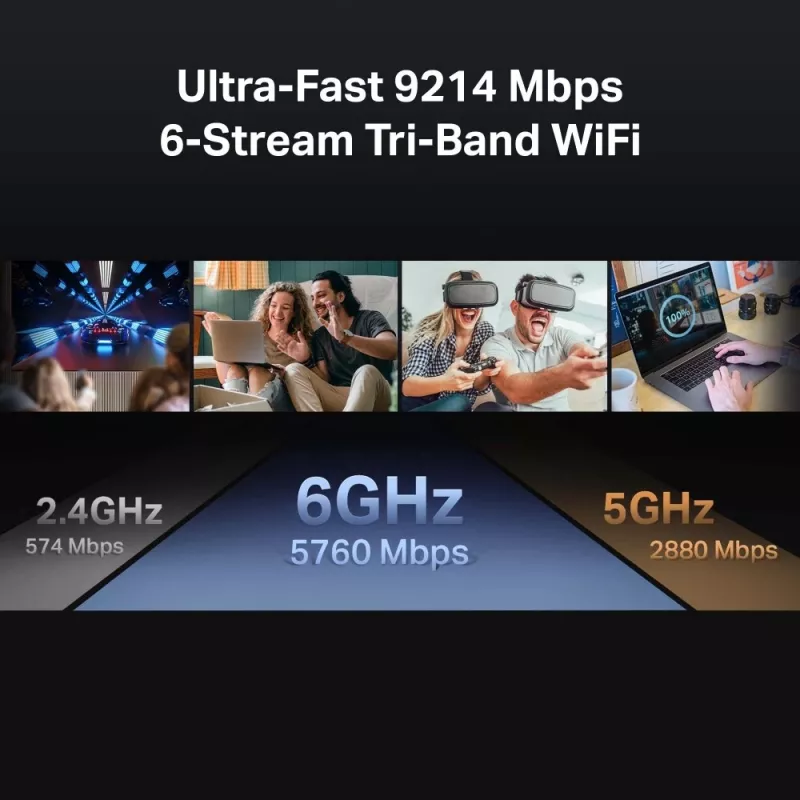 TP-Link Archer BE9300 trīsjoslu Wi-Fi 7 maršrutētājs, Wi-Fi 7 (802.11be), trīsjoslu (2.4 GHz / 5 GHz / 6 GHz), Ethernet LAN, Melns, galda maršrutētājs