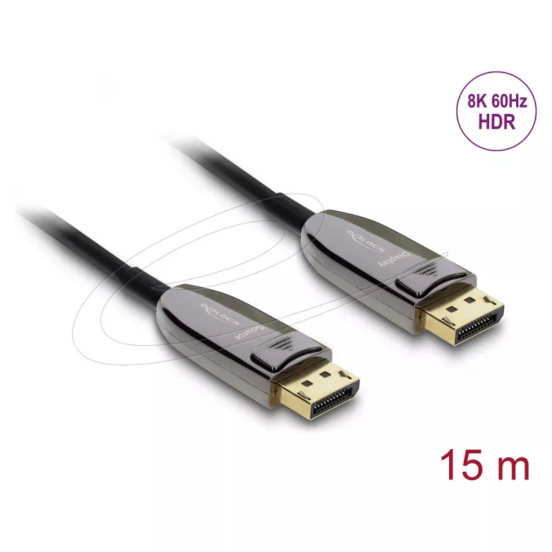 DELOCK Active Optical kabelis DisplayPort 2.1 8K 60 Hz 40 Gbps 15 m