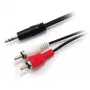 Equip 3.5mm Male to 2xRCA Male Stereo Audio kabelis, 2.5m, 3.5mm, Male, 2 x RCA, Male, 2.5 m, Melns