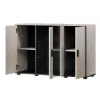 Kumode Cama Meble SOHO 120×41×80 cm – kašmira krāsas fasādes, melns rāmis