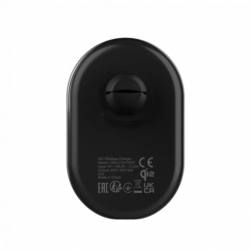Bezvadu automašīnas lādētājs CANYON OnGrip 105 15 W Qi2 bezvadu, melns