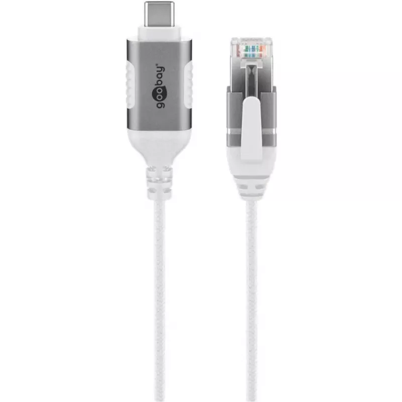 Goobay Ethernet kabelis USB-C 3.1 uz RJ45 plāns 2 m - savieno maršrutētāju, modemu vai (74387)