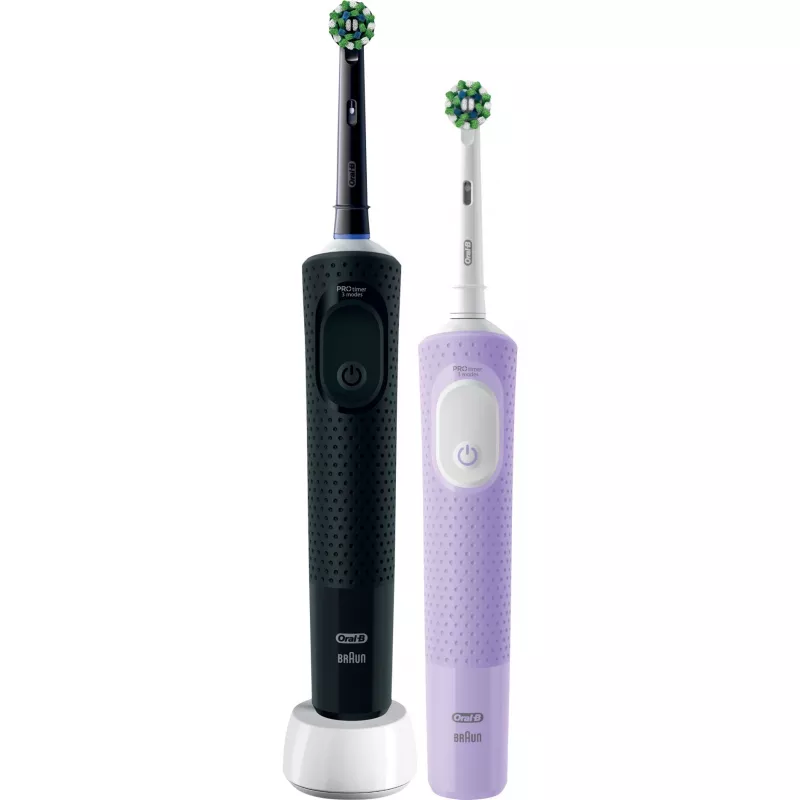 Oral-B Vitality Pro D103 Duo, Elektrische Zahnbürste schwarz/lila, Black/Lilac Violet, inkl. 2. Handstück