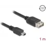 USB 2.0 kabelis DELOCK 81524 — Mini-USB B uz USB A, 1 m, melns
