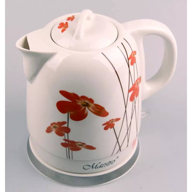 Feel-Maestro MR-066-RED FLOWERS elektriskā tējkanna 1,5 L 1200 W sarkana, balta