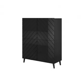 Shelving unit ABETO 100.5 x 40 x 121.5 cm melns/glancēts melns