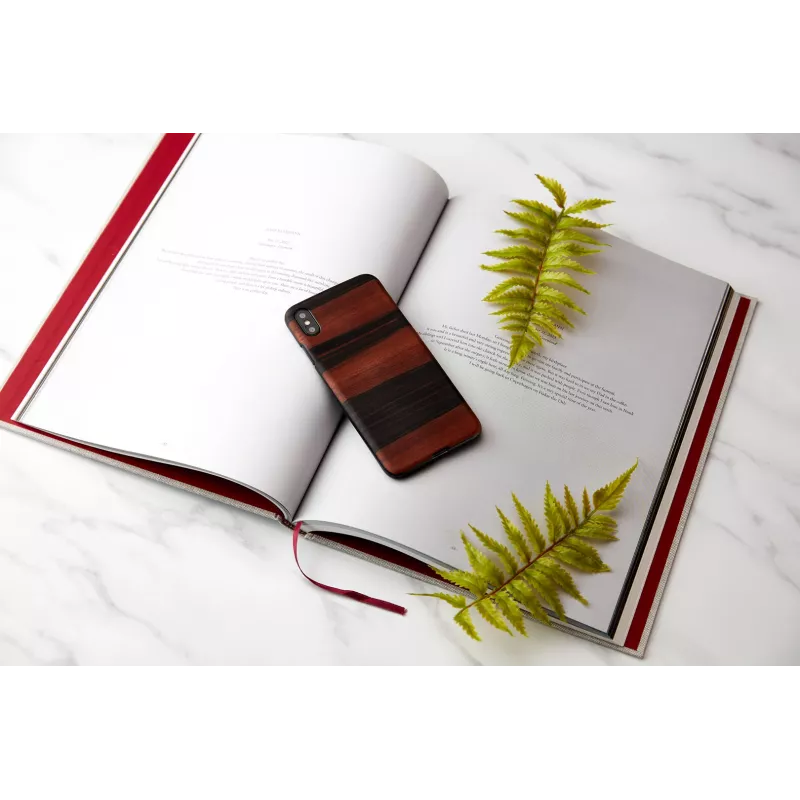 Viedtālruņa maciņš man and wood iPhone XS Max — melnkoka melns, aizsargājošs ciets aizmugurējais vāciņš