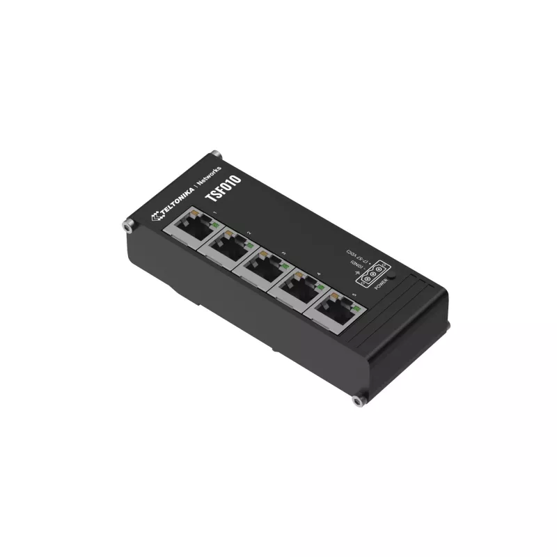 Teltonika NETWORKS TSF010 Plakanais Ethernet slēdzis Nenodrošināts Fast Ethernet (10/100) DIN sliede Melns