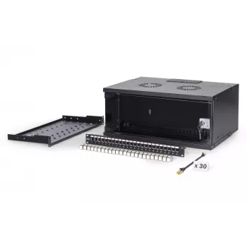 Pie sienas stiprināms korpusa skapis DIGITUS SOHO Pro DN-49201-SET — 19 collu 4U, 540x400 mm, IP20, atslēgas slēdzene
