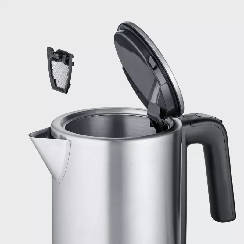 Elektriskā tējkanna SEVERIN WK 3449 — 1,7 L, 2400 W, nerūsējošais tērauds/plastmasa, melna-sudraba