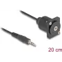Audio kabelis DeLOCK 88150 3.5 mm vīrišķais uz sievišķo 0.2 m melns