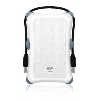 HDD korpuss Silicon Power Armor A30 — 2.5 collu vienas vietas, USB 3.2 Gen 1, balts, plastmasa/gumija