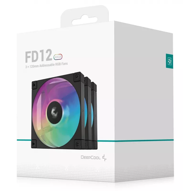 Ventilators DeepCool FD12 ARGB-3 in 1 12 cm Melns Balts 3 gab. Maksimālais gaisa spiediens 2,56 mmH2O