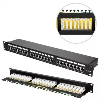 Extralink CAT6 STP V2 | Plāksterpanelis | 24 Porti