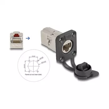 DeLOCK 67061 D-Type RJ45 Cat.6A STP iebūvējamais savienotājs ar aizsargvāciņu, IP66