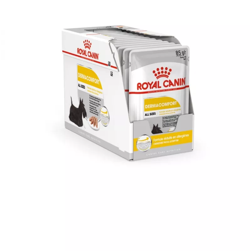 Slapjā suņu barība Royal Canin Dermacomfort Adult 85 g paciņā — jutīgai ādai, mājputnu garša, 78% mitrums
