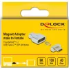 DeLOCK - Thunderbolt / USB-C adapteris - USB-C (V) magnētisks uz USB-C (S) - USB 3.2 Gen 2 / Thunderbolt 3 4,5 A - 8K atbalsts - Sudraba (66433)